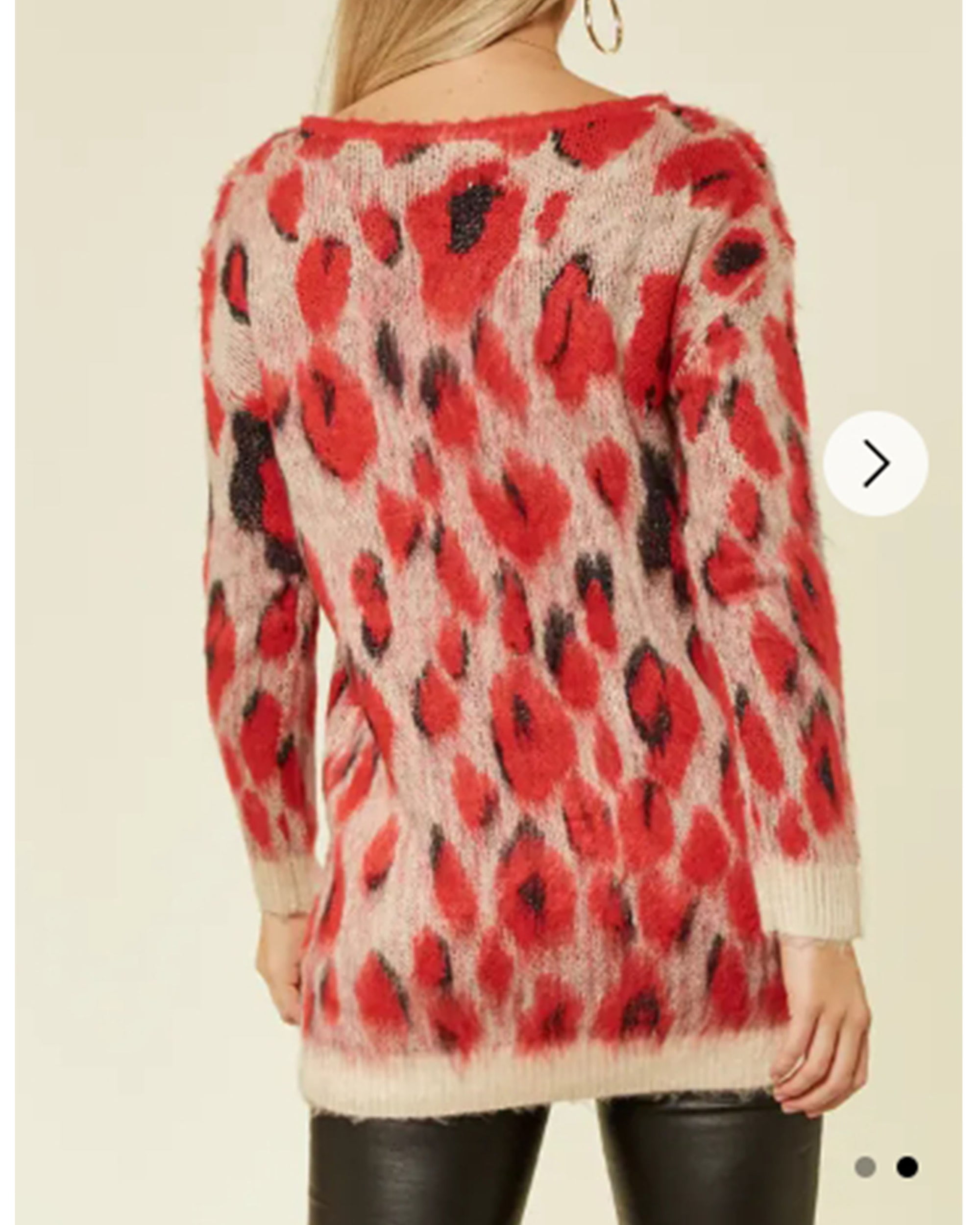 Multi color red &amp; cream brushed mohair jumper