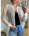 Floral Lace Crochet Cardigan (White)