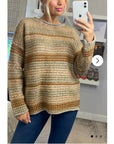 Ribbed stripe mix yarn oversize jumper