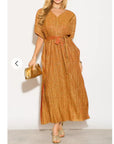 Oversized Metallic pleated kaftan maxi dress in Gold