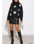 Metallic and Peals embellished snowflake pattern Soft knit Jumper in Black