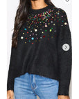 Multi color disco Sequin embellished design Soft knit jumper in Black