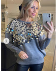 Mirror Sequin Jumper in Grey