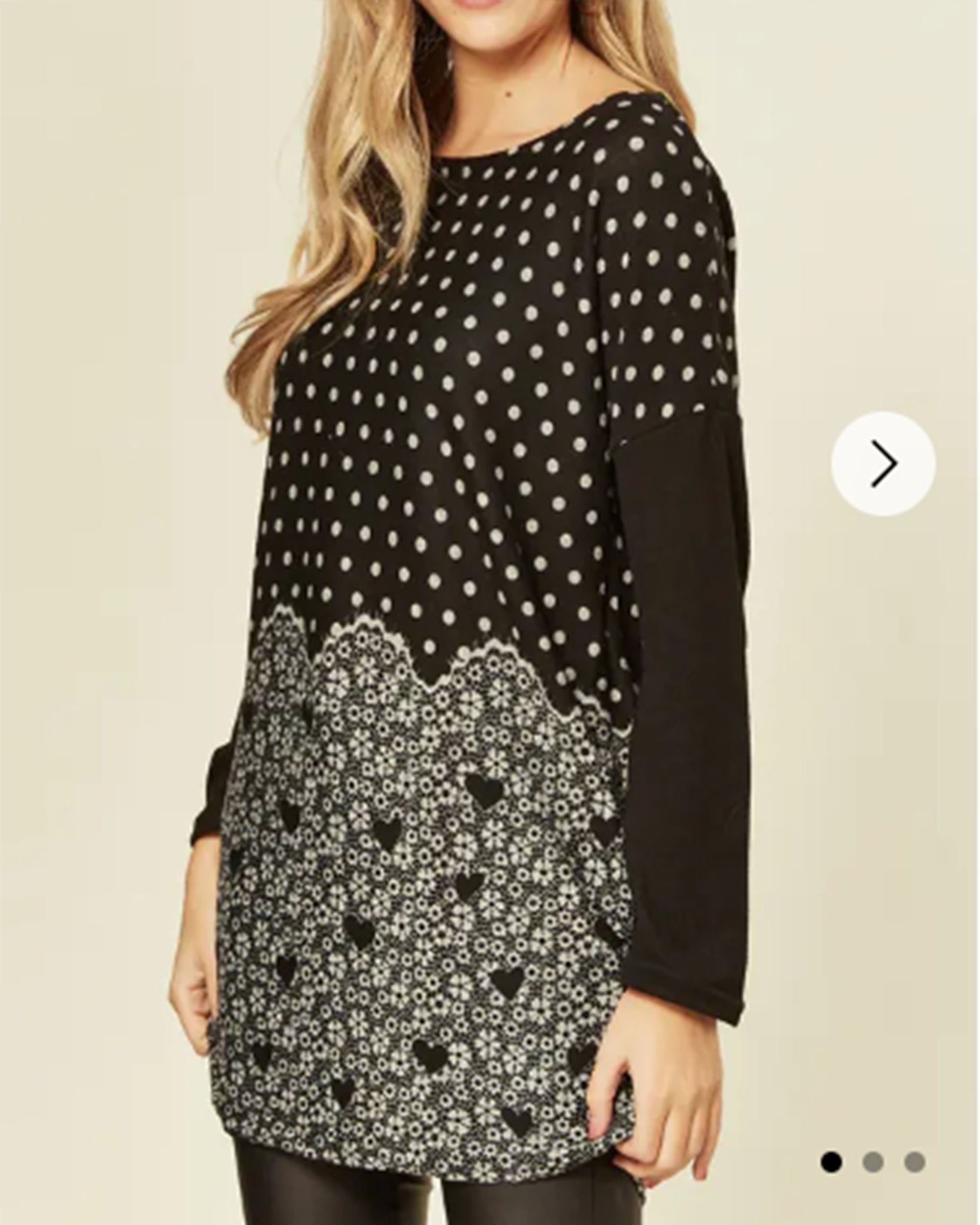 Sweet Heart polka dot print oversized jumper top