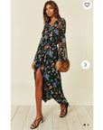 Maxi Shirt Dress in Floral Print with Long Sleeve and Buttons