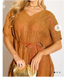 Oversized Metallic pleated kaftan maxi dress in Gold