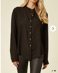 Collar Chiffon Shirt (BLACK)