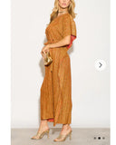 Oversized Metallic pleated kaftan maxi dress in Gold