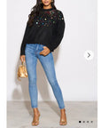 Multi color disco Sequin embellished design Soft knit jumper in Black