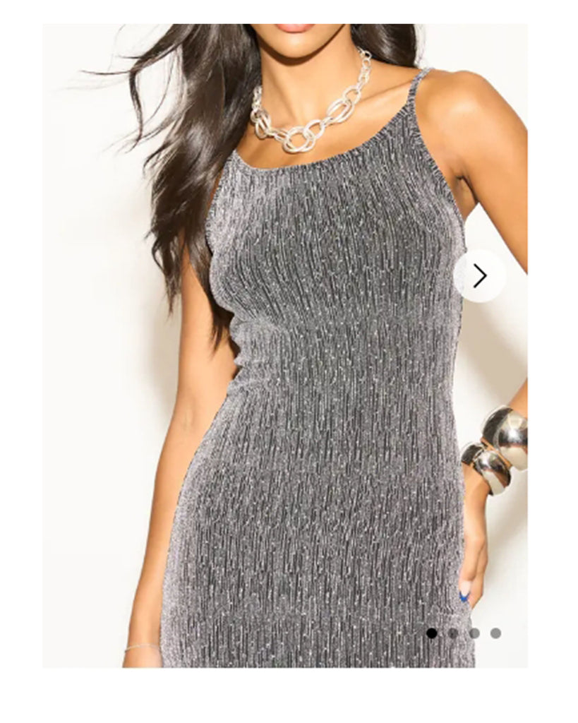 Scooped-neck sleeveless metallic-knit maxi dress in Sliver