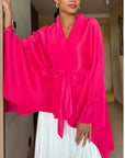 Full pleated Kimono sleeves cardigan top and tie dye print