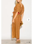 Oversized Metallic pleated kaftan maxi dress in Gold