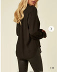 Collar Chiffon Shirt (BLACK)