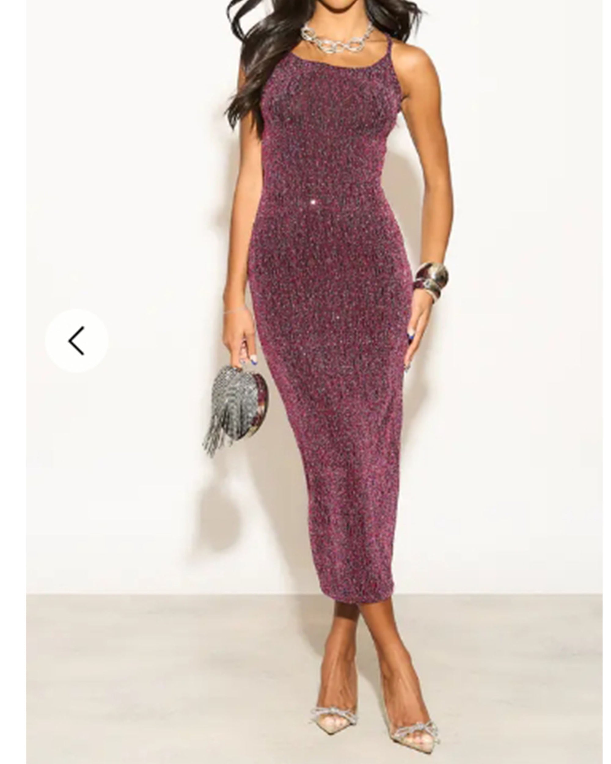 Scooped-neck sleeveless metallic-knit maxi dress in Pink