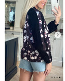 Black floral Print Bomber Jacket