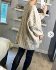 Fine knit oversized jumper with monogrammed pattern design in Beige and White