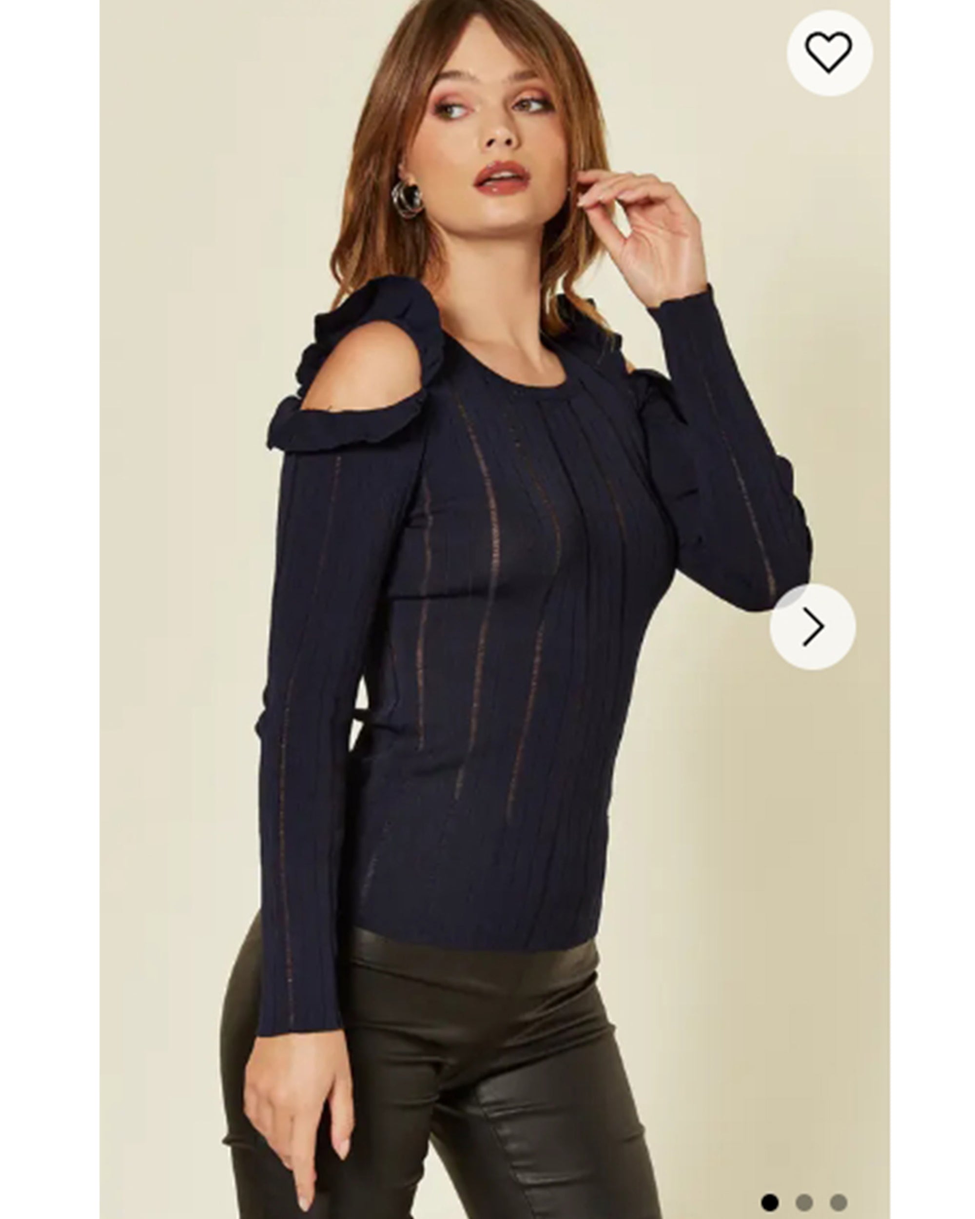 Frill Cold Shoulder Knitted Top