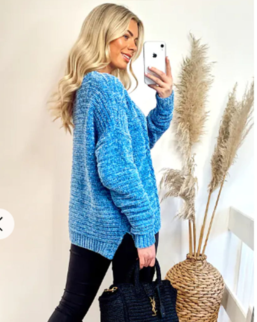 Cable knit velvet fabric knitted jumper