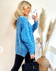 Cable knit velvet fabric knitted jumper