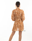 Gold Scarf Print Mini Shirt Dress