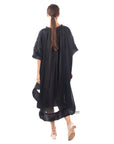 Ruffle Hem Oversized dress with belt in black