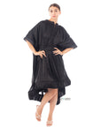 Ruffle Hem Oversized dress with belt in black