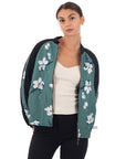 Floral printed quilted Bomber Jacket (Green)