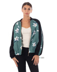 Floral printed quilted Bomber Jacket (Green)