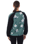 Floral printed quilted Bomber Jacket (Green)