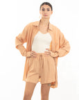 Cotton blend Duben shirt and shorts in relaxed fit co-ords Suits in Orange