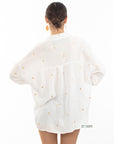 Gold Polka Dots Embroidered Shirt in Soft cotton fabric in White