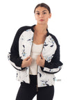 Floral printed quilted Bomber Jacket (White)