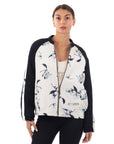 Floral printed quilted Bomber Jacket (White)