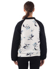 Floral printed quilted Bomber Jacket (White)