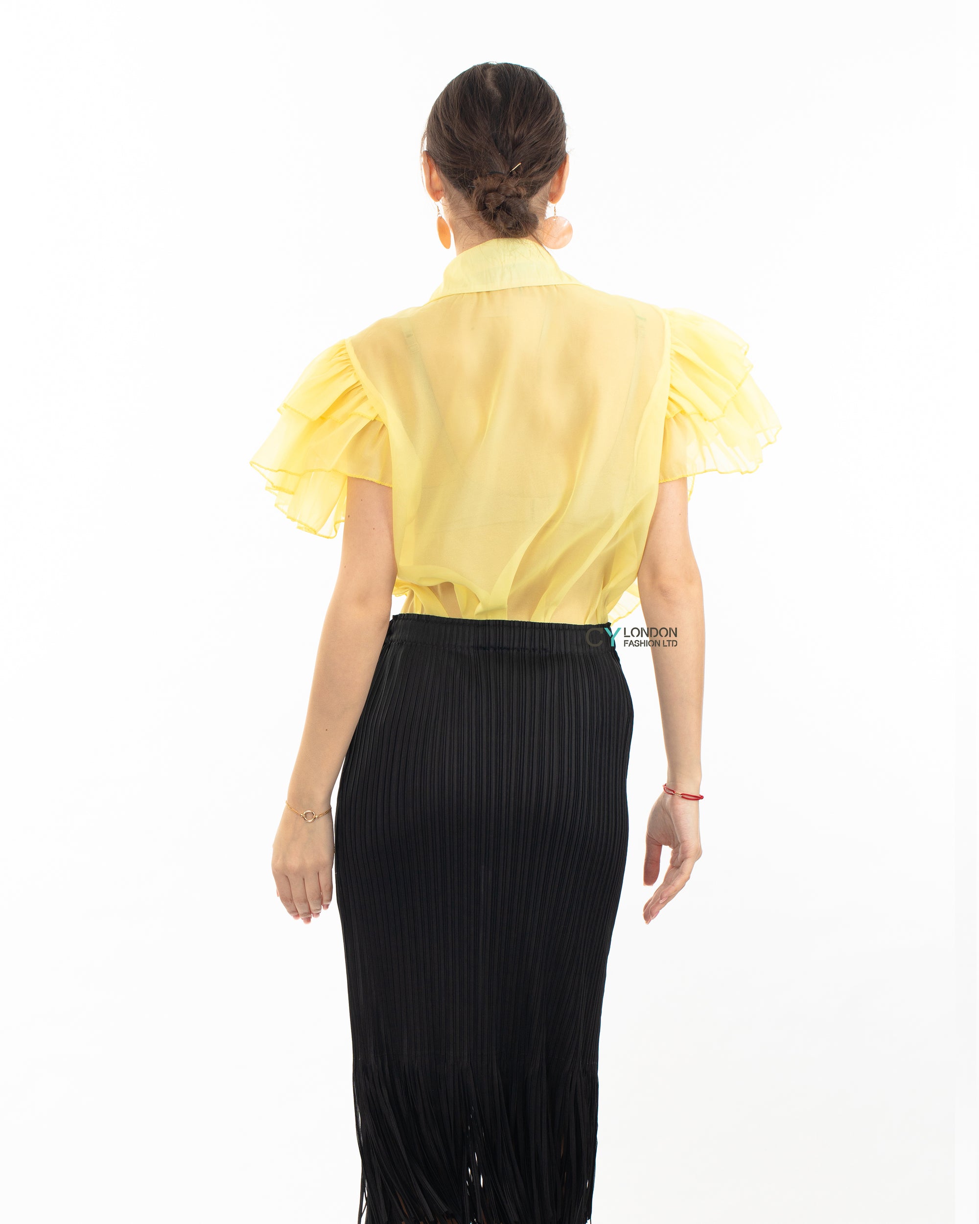 Multi Ruffle Layer design Blouse in Yellow color