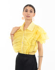 Multi Ruffle Layer design Blouse in Yellow color