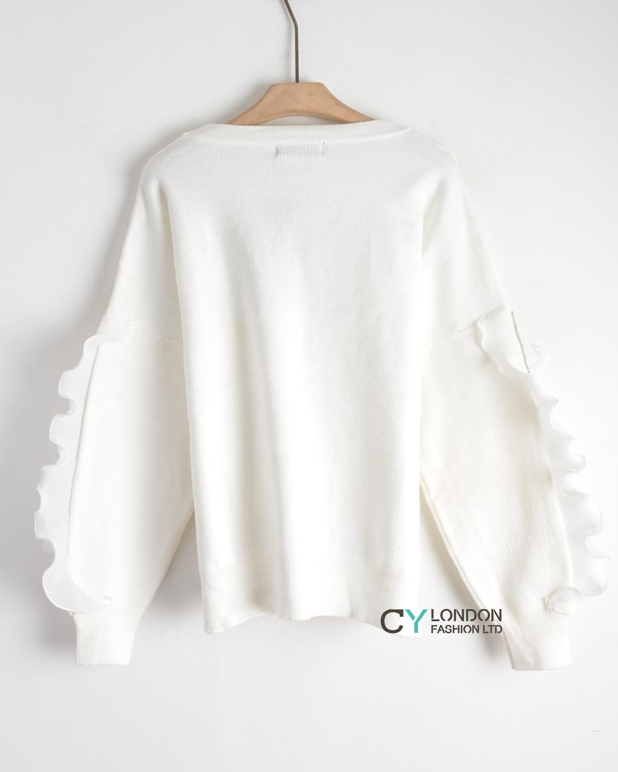 Chiffon frilled with crystal stone embellished jumper