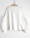 Chiffon frilled with crystal stone embellished jumper