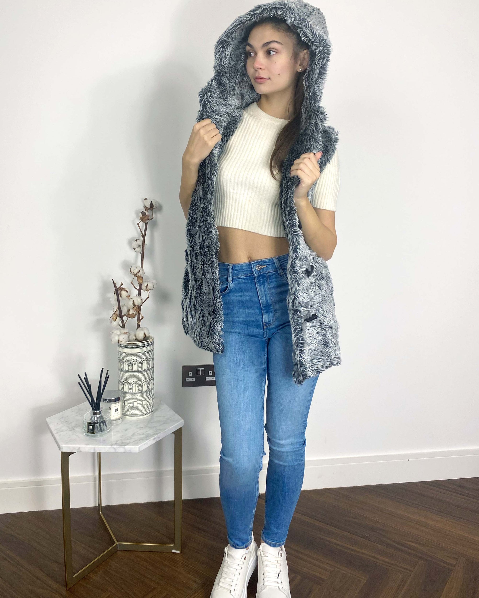 Faux Fur Oversize Hoody Coat