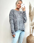 Cable knit velvet fabric knitted jumper