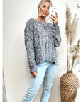 Cable knit velvet fabric knitted jumper