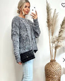 Cable knit velvet fabric knitted jumper