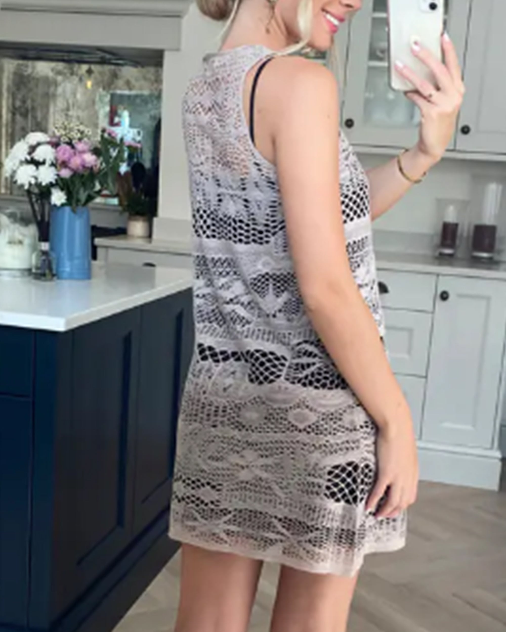 Lace Tunic Dress (Light Beige)