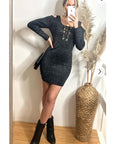 Cold shoulder Sparkle knit bodycon party dress