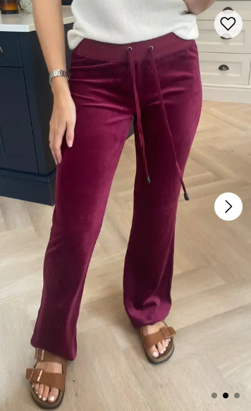 Velour Jogging Pants in Burdundy