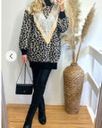 Oversized leopard print knit jumper