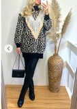 Oversized leopard print knit jumper