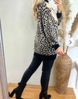 Oversized leopard print knit jumper