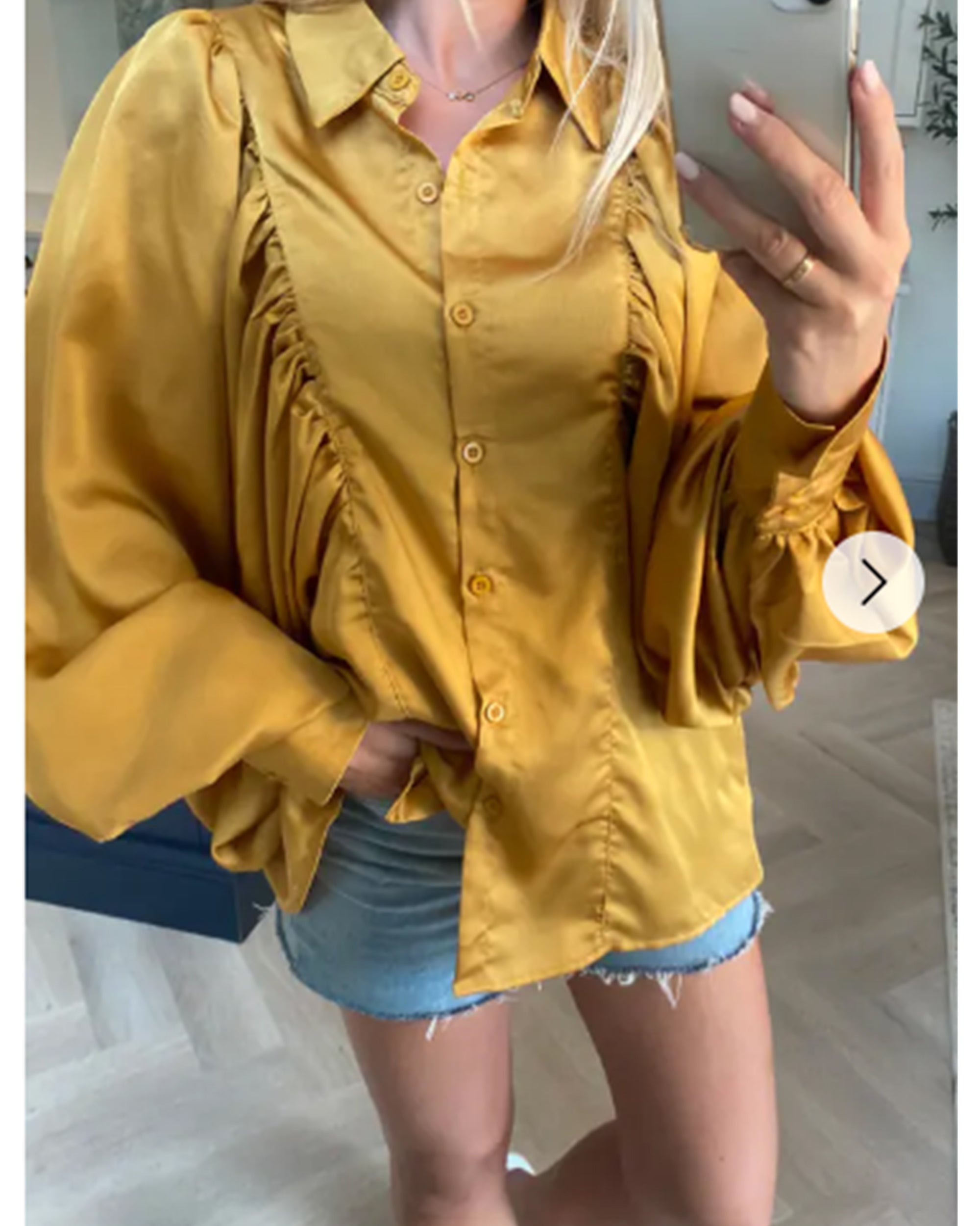 Oversized Sleeves Shirt in Yellow colour