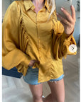 Oversized Sleeves Shirt in Yellow colour